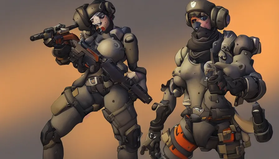 Prompt: Concept art for new Overwatch character: The Saboteur, French Special Ops, Short, Nimble, Sly, Silenced Five-Seven Main Weapon, Uses Explosives, Planted Charge, C4 Explosive, Roguish, and Hand Grenades, Dark Humor, Male, Rugged, Dagger, High-tech, Fast, Black and Orange