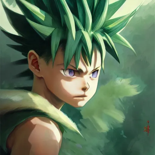 Prompt: gon from hunter x hunter, highly detailed, digital painting, artstation, concept art, sharp focus, illustration, art by greg rutkowski and alphonse mucha