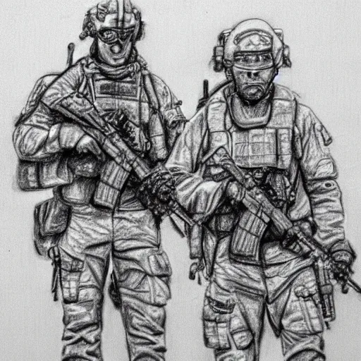 Image similar to pencil sketch of navy seals