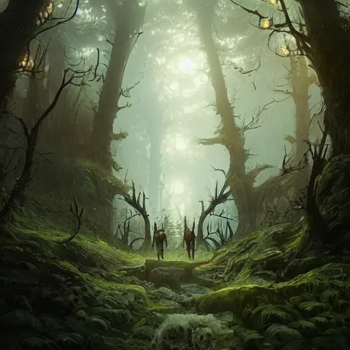 Image similar to highly detailed creepy forest humanoide creature, stephen bliss, tony tony chopper, unreal engine, fantasy art by greg rutkowski, loish, rhads, ferdinand knab, makoto shinkai and lois van baarle, ilya kuvshinov, rossdraws, tom bagshaw, global illumination, radiant light, detailed and intricate environment