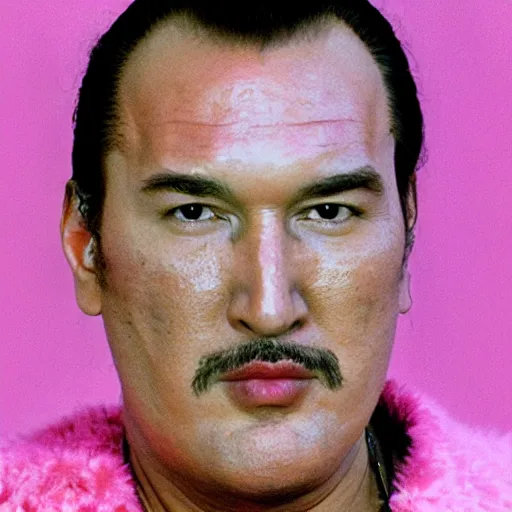 Prompt: fuzzy cute pink wide-bright eyed adorable steven seagal