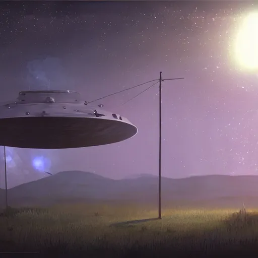 Image similar to found footage of a ufo at night, found footage, dynamic lighting, photorealistic concept art, trending on art station, stunning visuals, creative, cinematic, ultra detailed