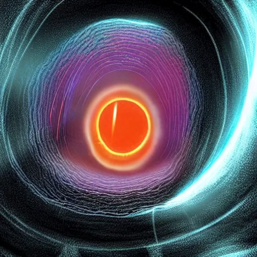 Prompt: Very accurate depiction of the creatures living inside a black hole.