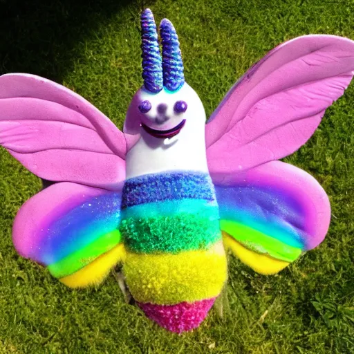 Image similar to photo of a hybrid between a bee and a rainbow unicorn