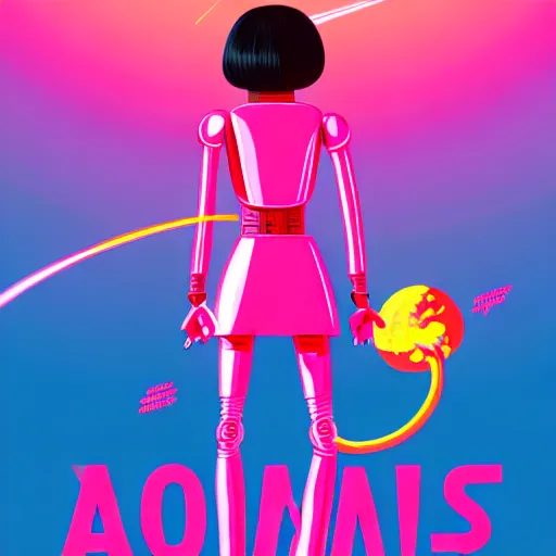 Image similar to a woman named yoshimi battles the pink robots, illustrated, detailed, 4 k