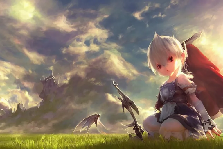Prompt: Award-winning artstationhq, cloud fanart fantasy ff14 grass grassland sky finalfantasyxiv finalfantasy14 lalafell digitalart digitalillustration digitalpainting finalfantasy flag illustration pigeon sunnyday illustration collection aaaa updated watched premiere edition commission ✨ whilst watching fabulous artwork \ exactly your latest completed artwork discusses upon featured announces recommend achievement