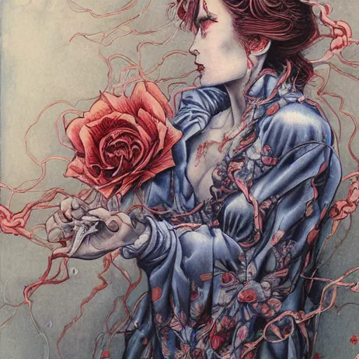 Image similar to a painting in the style of ayami kojima and in the style of james jean and in the style of charles dulac.