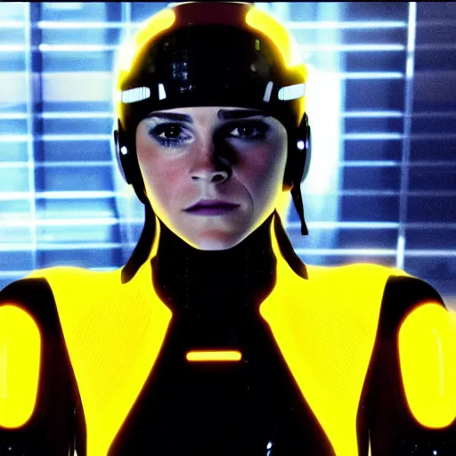 Image similar to movie still of emma watson in tron : legacy
