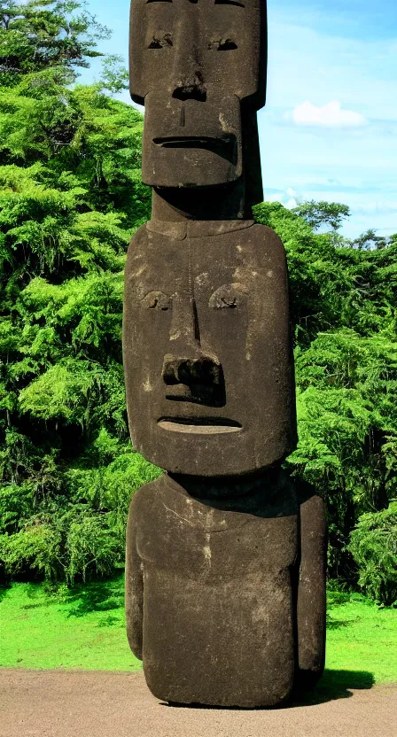 Prompt: metal statue of a moai