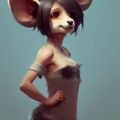 Image similar to character design portrait of an anthropomorphic furry rat girl with rat ears and a tail, 4 k, concept art, by wlop, ilya kuvshinov, artgerm, krenz cushart, pixiv.