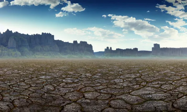 Prompt: beautiful panorama of many magnificent big upside-down raindrops in a perfect cloudless blue sky above a dried up river, desolate land, dead trees, blue sky, hot and sunny highly-detailed, elegant, dramatic lighting, artstation, 4k, cinematic landscape, masterpiece photograph by Elisabeth Gadd, Zdzislaw Beksinski, National Geographic