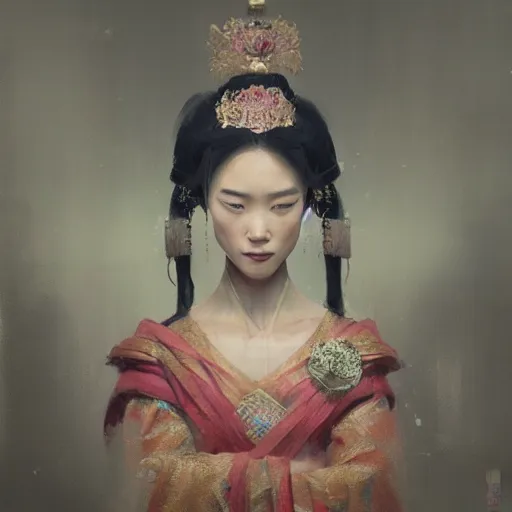 Prompt: A portrait of a Chinese princess, ancient art, art by greg rutkowski, matte painting, trending on art station