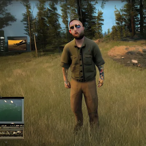 Prompt: mac miller, in dayz, screenshot