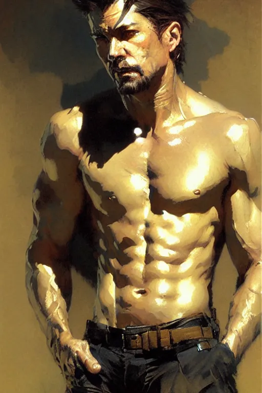 Prompt: attractive man, painting by gaston bussiere, craig mullins, j. c. leyendecker, yoji shinkawa