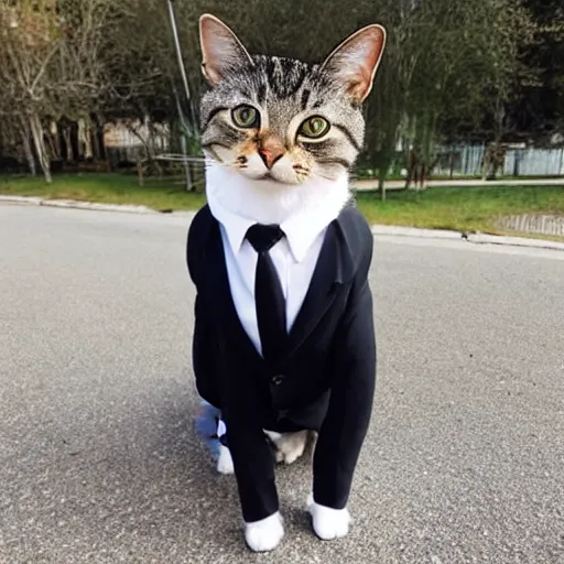 Image similar to photo of a cat wearing a buisness suit