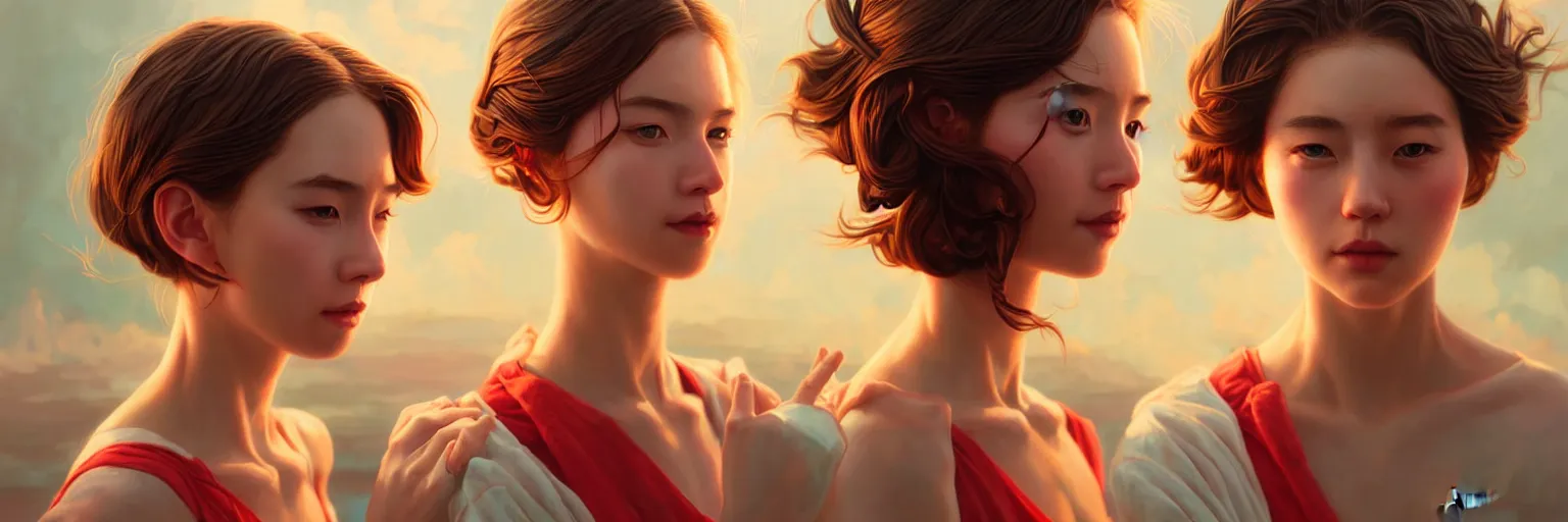 Image similar to a beautiful scenic painting by artgerm and wlop and wes anderson and spike jonze