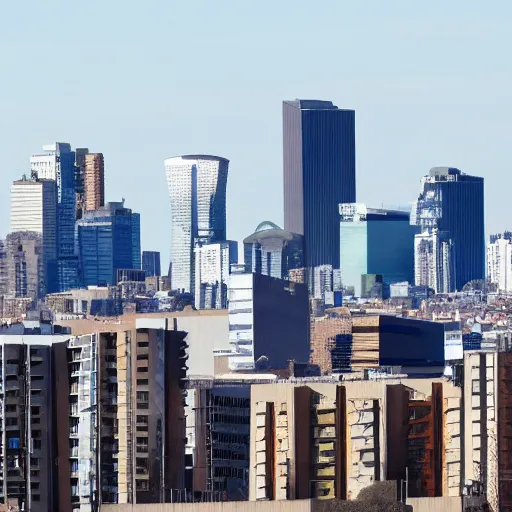 Prompt: skyline of a city designed by frank gehry