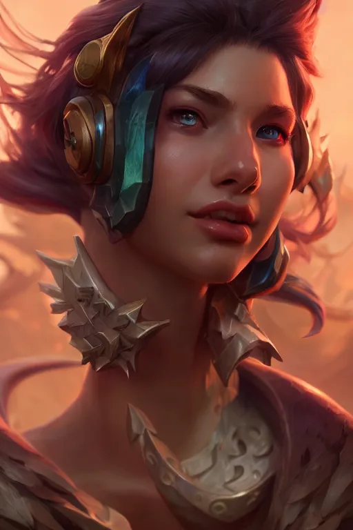 Image similar to league of legends portrait, au naturel, hyper detailed, digital art, trending in artstation, cinematic lighting, studio quality, smooth render, unreal engine 5 rendered, octane rendered, art style by klimt and nixeu and ian sprigger and wlop and krenz cushart.