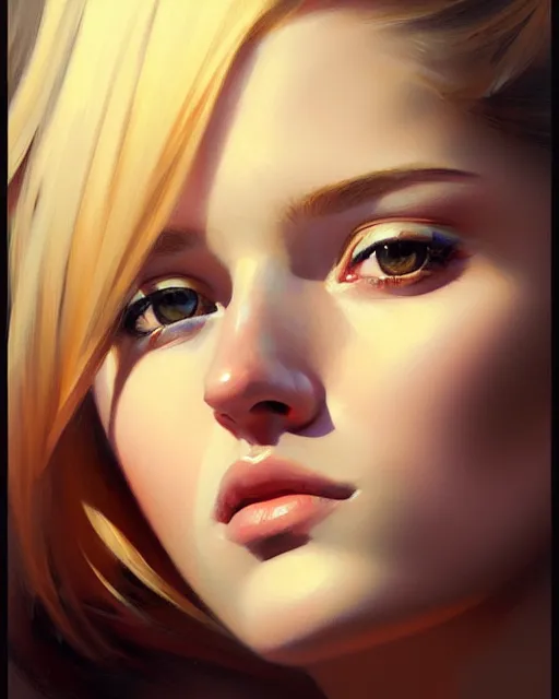 Prompt: stylized portrait of an artistic pose, composition, young blonde girl, realistic shaded, fine details, realistic shaded lighting poster by ilya kuvshinov, magali villeneuve, artgerm, jeremy lipkin and michael garmash and rob rey