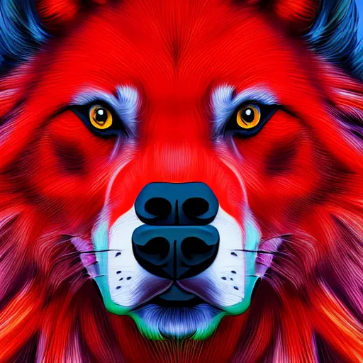 Image similar to a red face wolf, zoomorphism, digital painting, ultra sharp