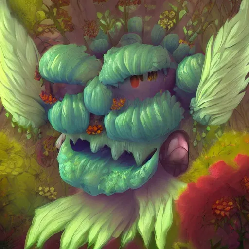 Prompt: A tender monster flower, digital art, trending on artstation, HDR