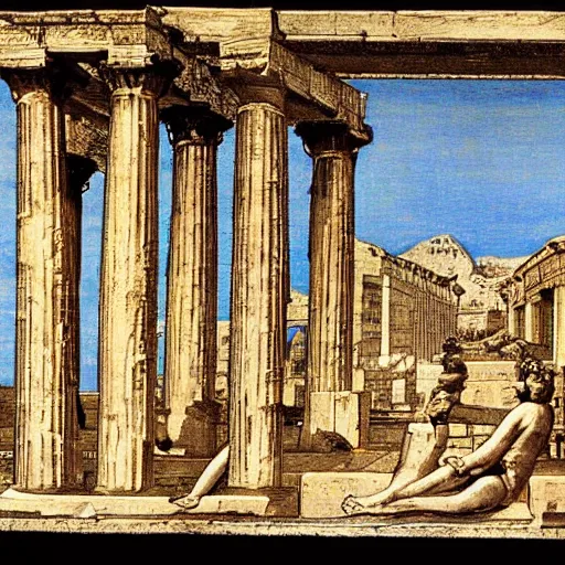 Prompt: depiction of ancient athens