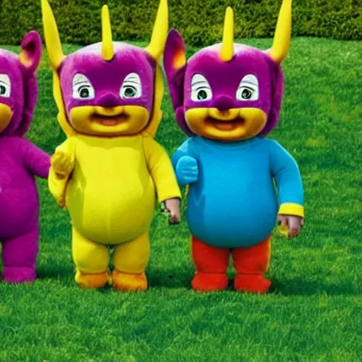 Image similar to teletubbies holding a funeral