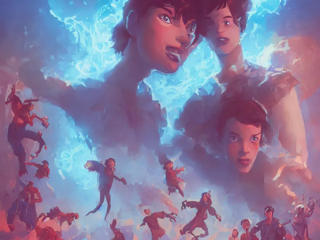 Image similar to single hero world stranger things, behance hd by jesper ejsing, by rhads, makoto shinkai and lois van baarle, ilya kuvshinov, rossdraws global illumination, golden ratio, symmetrical beauty face