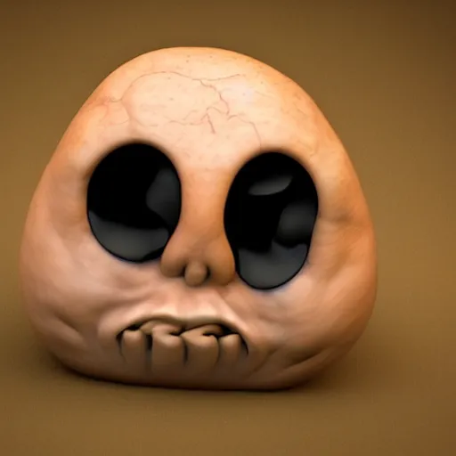 Image similar to 3 d rendered potato with scary face