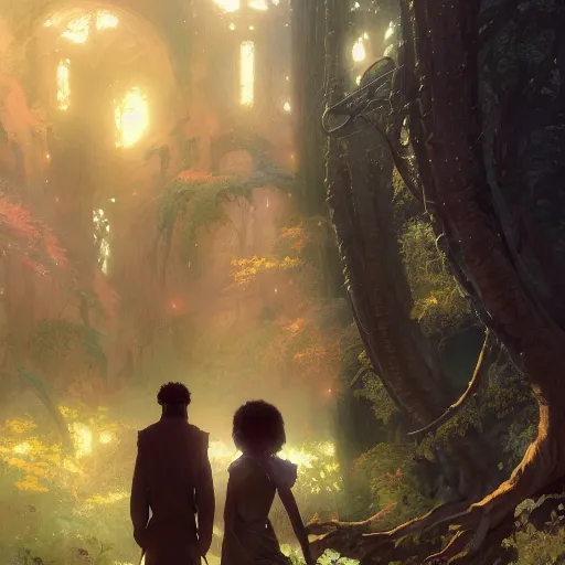 Image similar to highly detailed portrait of black love, stephen bliss, unreal engine, fantasy art by greg rutkowski, loish, rhads, ferdinand knab, makoto shinkai and lois van baarle, ilya kuvshinov, rossdraws, tom bagshaw, global illumination, radiant light, detailed and intricate environment