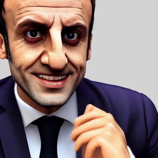 Prompt: Iranian Emmanuel Macron, realistic, photo studio, HDR, 8k, trending on artstation