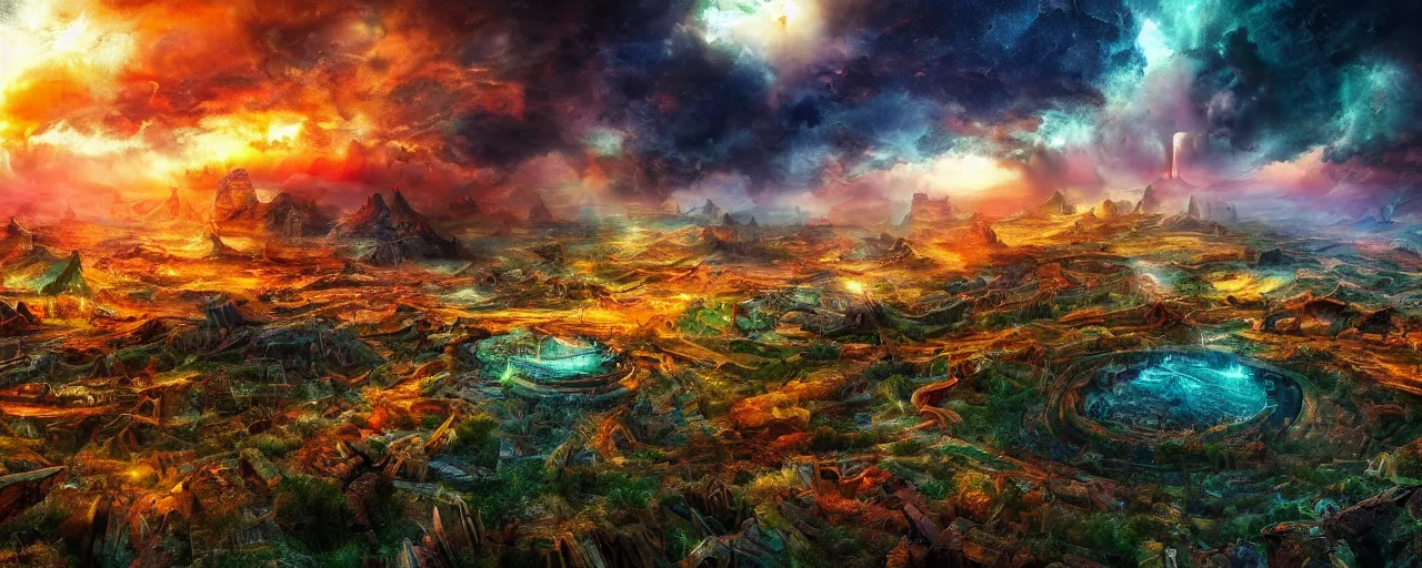 Image similar to amazing crazy landscape photo of a secret civilization, hyperdetailed, nice colors, cinematic masterpiece