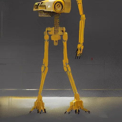 Image similar to tall yellow pit droid, by Greg Rutkowski