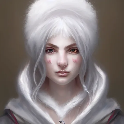 Prompt: beautiful portrait of a white fluffy moth wanderer in a cloak, detailed, high-quality digital art trending on Artstation