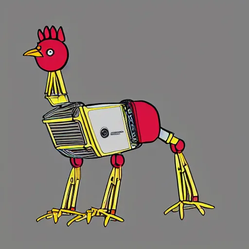 Prompt: a schematic of a robotic chicken