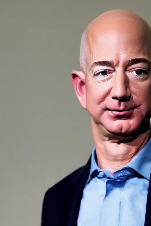 Prompt: the top of jeff bezos head is a magic 8 ball