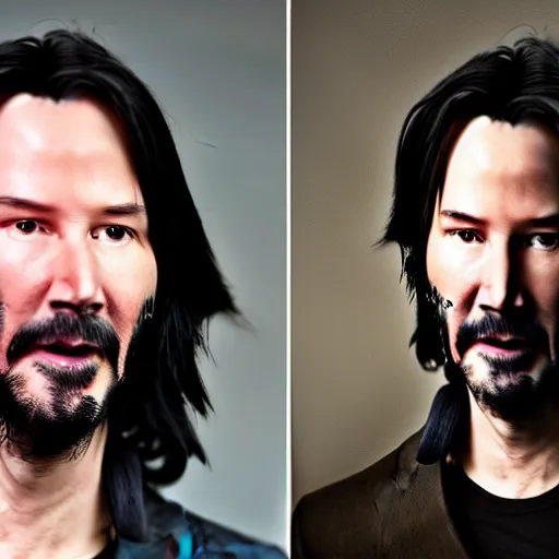Prompt: Portrait photography of Keanu Reeves as a hobbit
