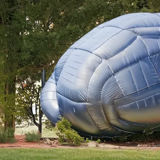 Image similar to a deflating house in a suburban neighborhood