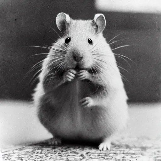 Prompt: a hamster wearing an american military clothes in fighting in ww 2