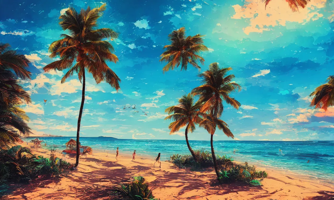 Image similar to paradise beach by alena aenami artworks in 4 k