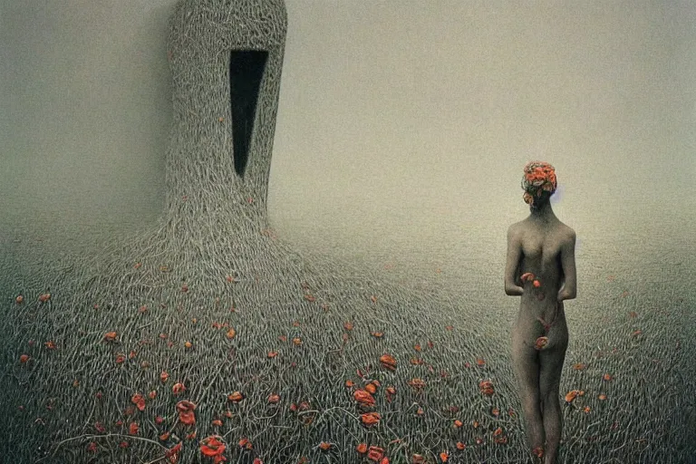 Image similar to insanely detailed art, colorfully, zdzislaw beksinski