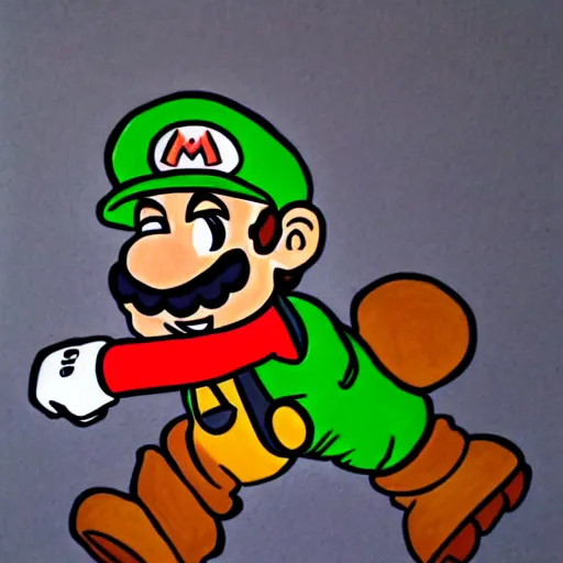 Prompt: a drawing of super mario