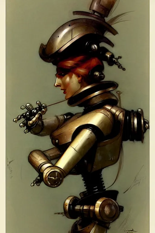 Image similar to (((((2050s art deco servant android robot pirate wench art . muted colors.))))) by Jean-Baptiste Monge !!!!!!!!!!!!!!!!!!!!!!!!!!!