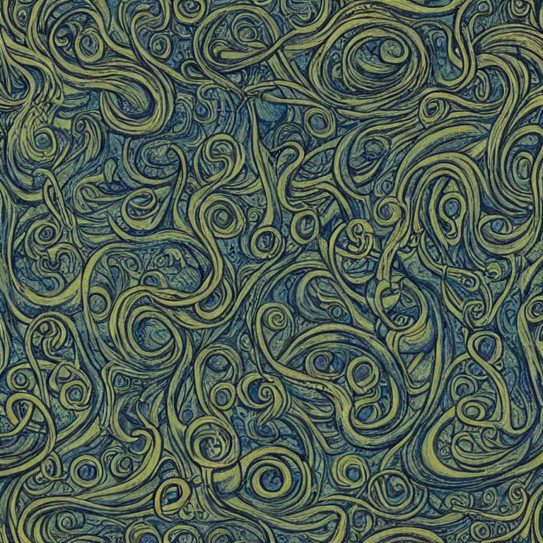 Prompt: lovecraftian seamless pattern by jean delville, beksisnki