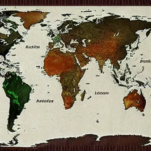 Image similar to a world map where the continents are reversed