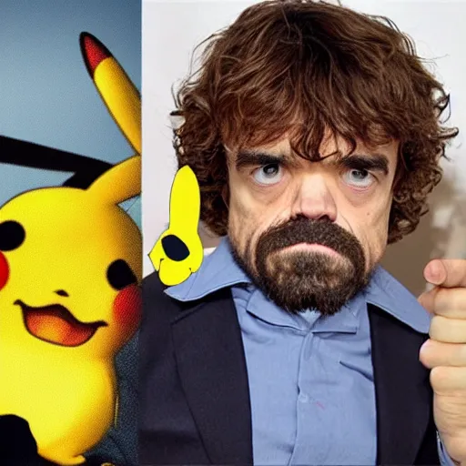 Image similar to peter dinklage disguised as pikachu