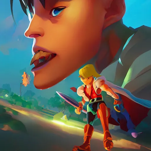 Image similar to hero world super nintendo, behance hd by jesper ejsing, by rhads, makoto shinkai and lois van baarle, ilya kuvshinov, rossdraws global illumination