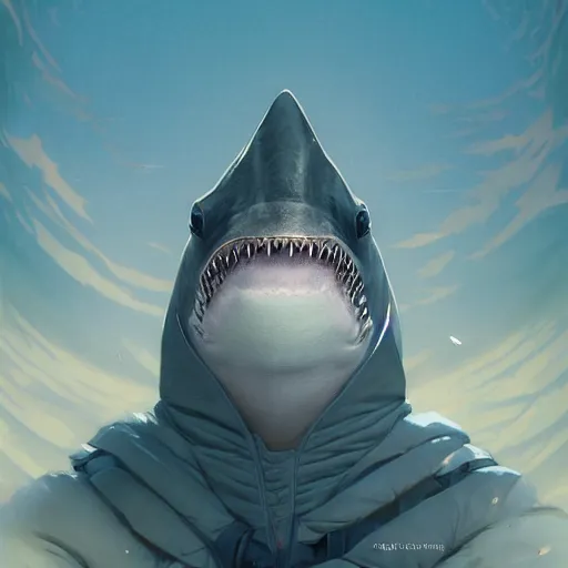 Prompt: high detail portrait shark, art style by greg rutkowski, loish, rhads, ferdinand knab, makoto shinkai and lois van baarle, ilya kuvshinov, rossdraws, tom bagshaw, global illumination, radiant light, detailed and intricate environment, unreal engine, chrome reflect