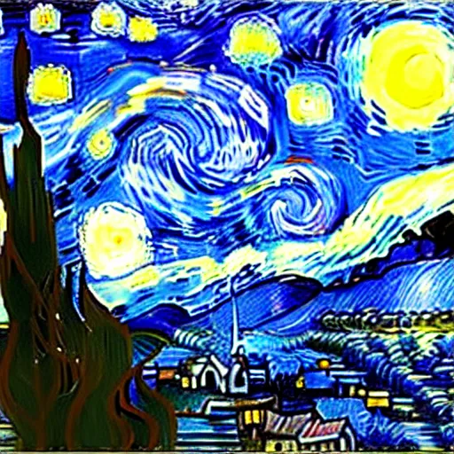 Image similar to starry night by van gogh in a bottle, by van gogh