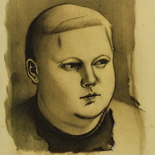 Image similar to bobby hill, portrait, intaglio, by felicien rops